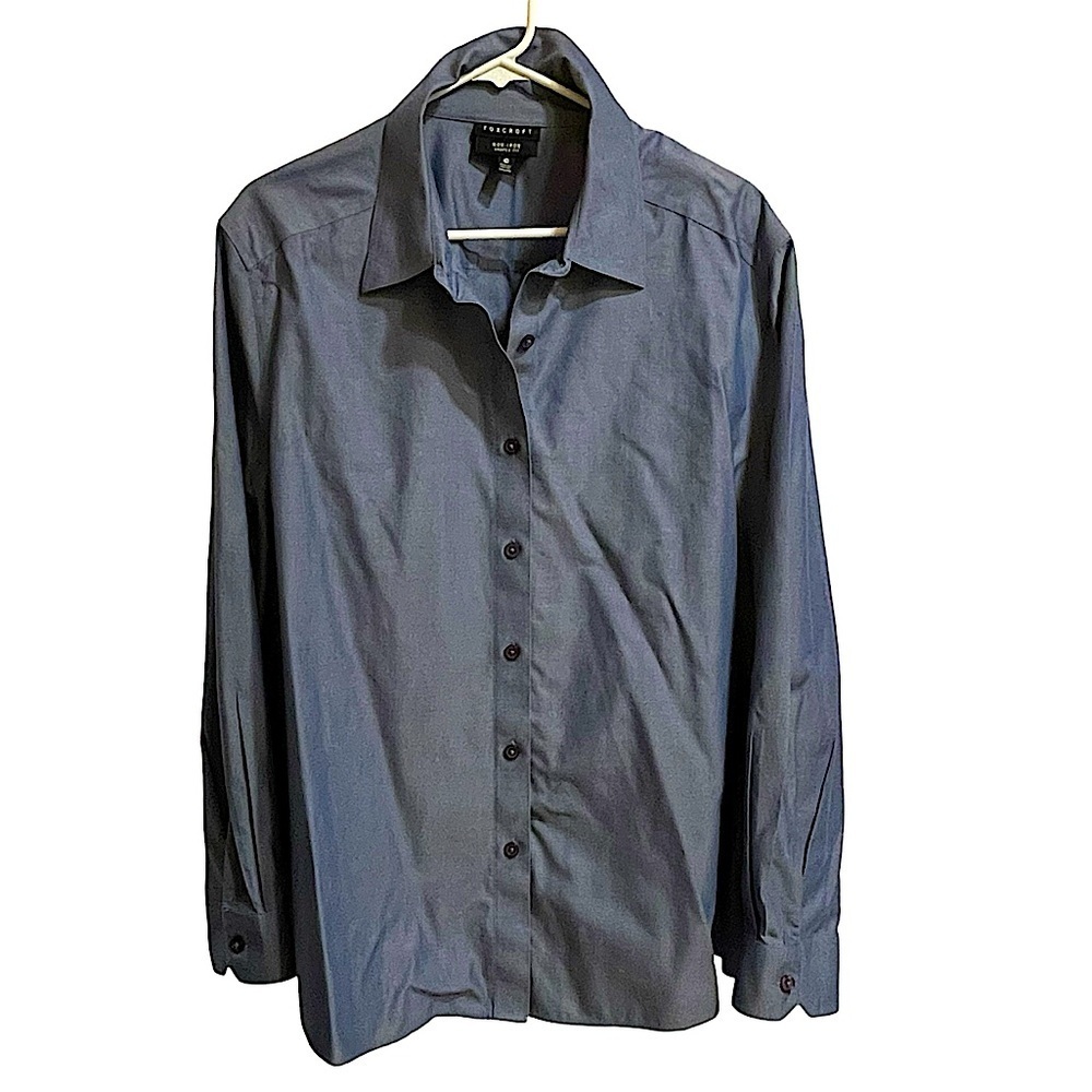 Foxcroft Chambray Blue Non Iron Shaped Fit Long Sleeves Side Vents Size 22W